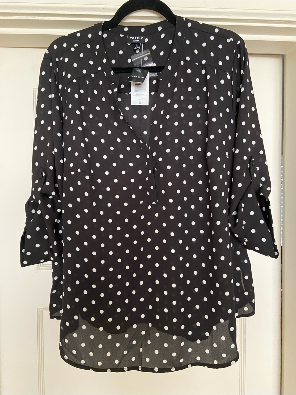 torrid Black & White Polka Dot Split-Neck Tunic